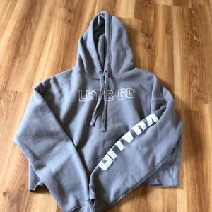 gray khalid cropped merch hoodie